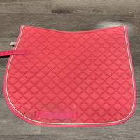 Quilt Jumper Saddle Pad 1x piping *gc, undone stitching, stains, dingy, pilly, v. faded, holey edges, rubs, mnr hair
