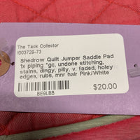 Quilt Jumper Saddle Pad 1x piping *gc, undone stitching, stains, dingy, pilly, v. faded, holey edges, rubs, mnr hair
