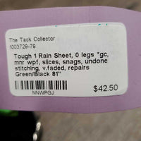 Rain Sheet, 0 legs *gc, mnr wpf, slices, snags, undone stitching, v.faded, repairs