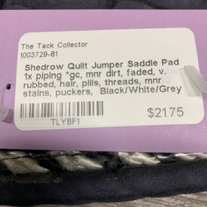 Quilt Jumper Saddle Pad 1x piping *gc, mnr dirt, faded, v. rubbed, hair, pills, threads, mnr stains, puckers