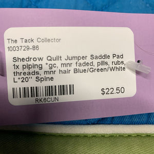 Quilt Jumper Saddle Pad 1x piping *gc, mnr faded, pills, rubs, threads, mnr hair