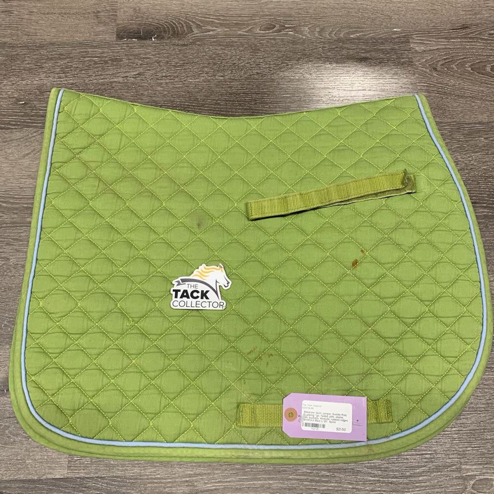 Quilt Jumper Saddle Pad, 1x piping *gc, faded, pills, stains, mnr puckers, threads, rubbed edges
