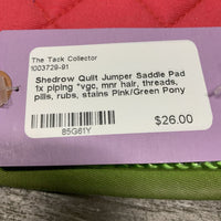 Quilt Jumper Saddle Pad 1x piping *vgc, mnr hair, threads, pills, rubs, stains
