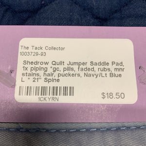 Quilt Jumper Saddle Pad, 1x piping *gc, pills, faded, rubs, mnr stains, hair, puckers