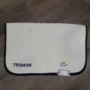 Quilt Baby Saddle Pad, embroidery *gc, stained/dingy, pills, threads