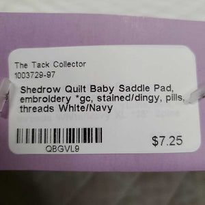 Quilt Baby Saddle Pad, embroidery *gc, stained/dingy, pills, threads