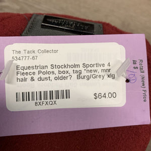 4 Fleece Polos, box, tag *new, mnr hair & dust, older?