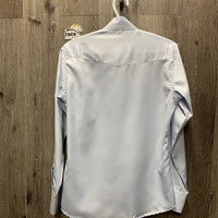 LS Show Shirt, attached snap collar *gc, mnr loose threads, snags & seam puckers, older