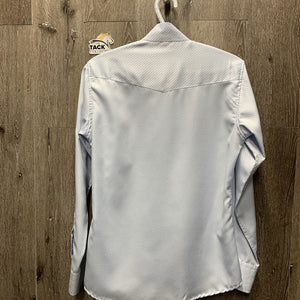 LS Show Shirt, attached snap collar *gc, mnr loose threads, snags & seam puckers, older