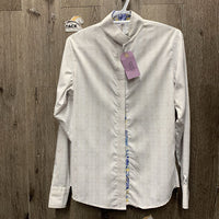 LS Show Shirt, attached snap collar *gc/fair, bubbled, mnr loose threads, seam puckers, dingy?