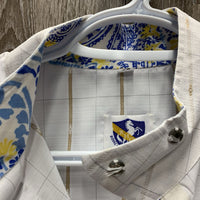 LS Show Shirt, attached snap collar *gc/fair, bubbled, mnr loose threads, seam puckers, dingy?