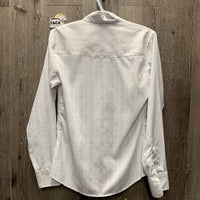 LS Show Shirt, attached snap collar *gc/fair, bubbled, mnr loose threads, seam puckers, dingy?
