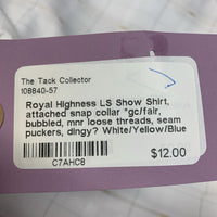 LS Show Shirt, attached snap collar *gc/fair, bubbled, mnr loose threads, seam puckers, dingy?
