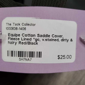 Cotton Saddle Cover, Fleece Lined *gc, v.stained, dirty & hairy