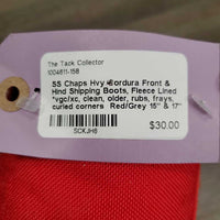Hvy Cordura Front & Hind Shipping Boots, Fleece Lined *vgc/xc, clean, older, rubs, frays, curled corners