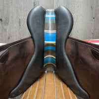 17.5" MW *5.25" Voltaire Palm Beach Close Contact, 2 Billet Guards, Brown/Blue Voltaire Cover, Foam Panels, Med Front & Back Blocks, 3A (Long/forward) Flaps: 14"L x 13"W, Serial #: 3198 19 17.5 3A M/M PRO
