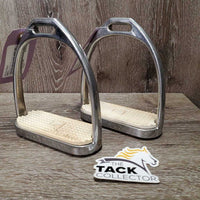 Thick Hvy Stirrup Irons, grips *gc, clean & mnr dirt/residue, scratches, scrapes, bubbled/rough