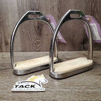 Thick Hvy Stirrup Irons, grips *gc, clean & mnr dirt/residue, scratches, scrapes, bubbled/rough