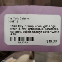 Thick Hvy Stirrup Irons, grips *gc, clean & mnr dirt/residue, scratches, scrapes, bubbled/rough