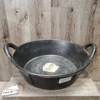 Rubber Feed Bin, 2 handles, label *xc/like new, dusty
