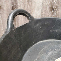 Rubber Feed Bin, 2 handles, label *xc/like new, dusty
