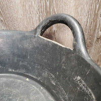 Rubber Feed Bin, 2 handles, label *xc/like new, dusty
