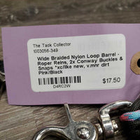 Wide Braided Nylon Loop Barrel - Roper Reins, 2x Conway Buckles & Snaps *xc/like new, v.mnr dirt
