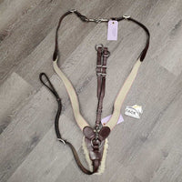 Elastic Breastplate, Snaps, Running Martingale attach *vgc, clean, stained elastic, rubs, creases, xholes, oxidized buckles