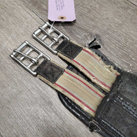 Padded Neoprene Nylon Girth, 1x els *fair, v.rubbed, frayed & holey edges, clean, hairy seams stretched & torn elastic