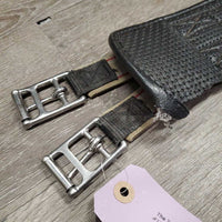 Padded Neoprene Nylon Girth, 1x els *fair, v.rubbed, frayed & holey edges, clean, hairy seams stretched & torn elastic