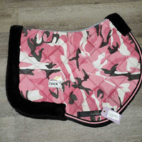 Quilt Rolled Fleece Jumper Saddle Pad, 2x piping *gc, clean, faded, puckers, mnr stains, hair, threads, rubs