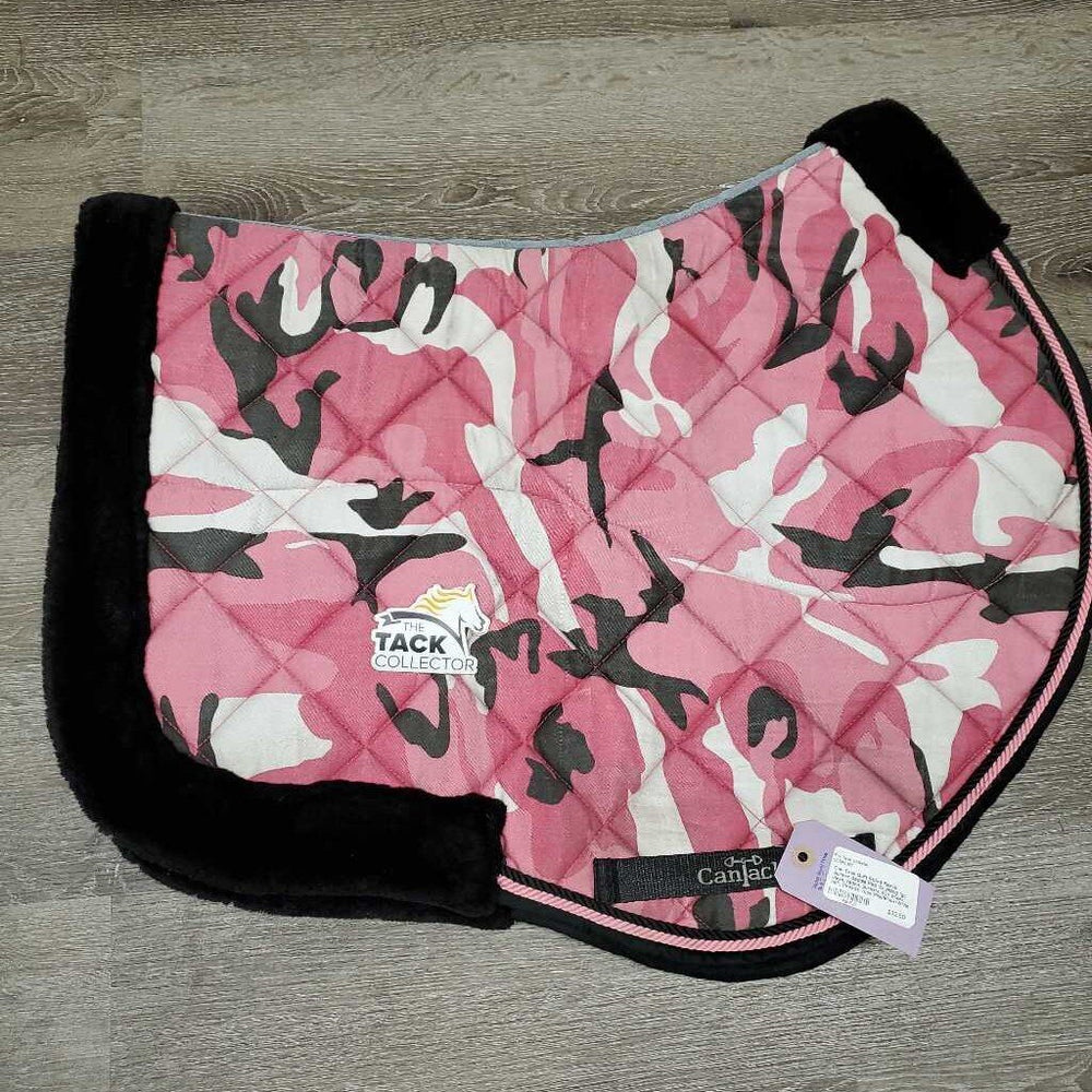 Quilt Rolled Fleece Jumper Saddle Pad, 2x piping *gc, clean, faded, puckers, mnr stains, hair, threads, rubs