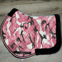 Quilt Rolled Fleece Jumper Saddle Pad, 2x piping *gc, clean, faded, puckers, mnr stains, hair, threads, rubs
