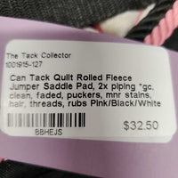 Quilt Rolled Fleece Jumper Saddle Pad, 2x piping *gc, clean, faded, puckers, mnr stains, hair, threads, rubs