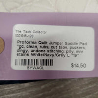 Quilt Jumper Saddle Pad *gc, clean, rubs, cut tabs, puckers, dingy, undone stitching, pilly, mnr stains
