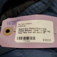 Hvy Closed Front Quilt Stable Blanket, "OHS", 2 legs, tag, bag *new, mnr dirt
