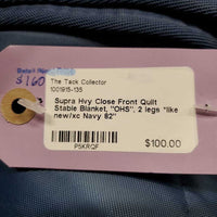 Hvy Close Front Quilt Stable Blanket, "OHS", 2 legs *like new/xc
