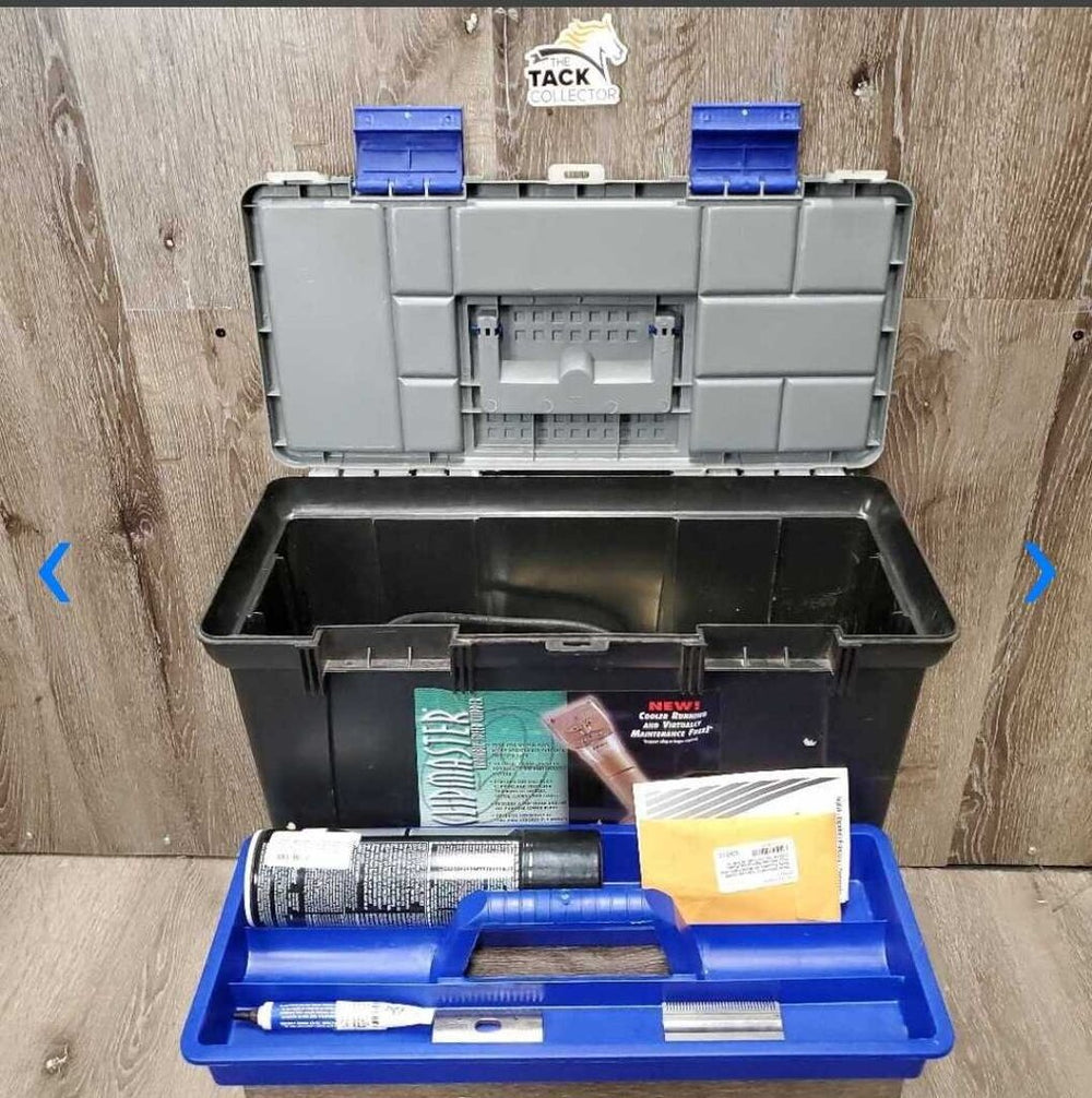Body Clippers, 2x Blade Pairs, Box, Tray, Manual, Kool Lube, Foam, Grease *xc, mnr hair, WORK & SOUND GREAT, older?, rust