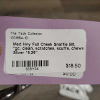 Med Hvy Full Cheek Snaffle Bit, *gc, clean, scratches, scuffs, chews