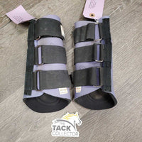 Closed Neoprene Boots, velcro *fair, older, faded, mnr stains, dirt & hair, cut velcro