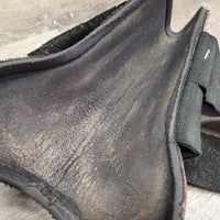 Pr Open Front Boots *fair, clean, dirty lining, pilly edges, scrapes, Koppertox stains, older, 1 Squished