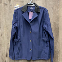 Dressage Show Jacket, velvet collar, zipper, bling snaps *vgc, mnr dirt, hair
