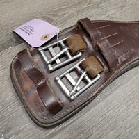 Shoulder Relief Anatomical Padded Dressage Girth, x2 els, center D Ring *vgc, dirty, rubs, hairy seams, faded spots
