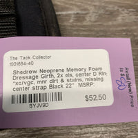 Neoprene Memory Foam Dressage Girth, 2x els, center D Ring *xc/vgc, mnr dirt & stains, missing center strap
