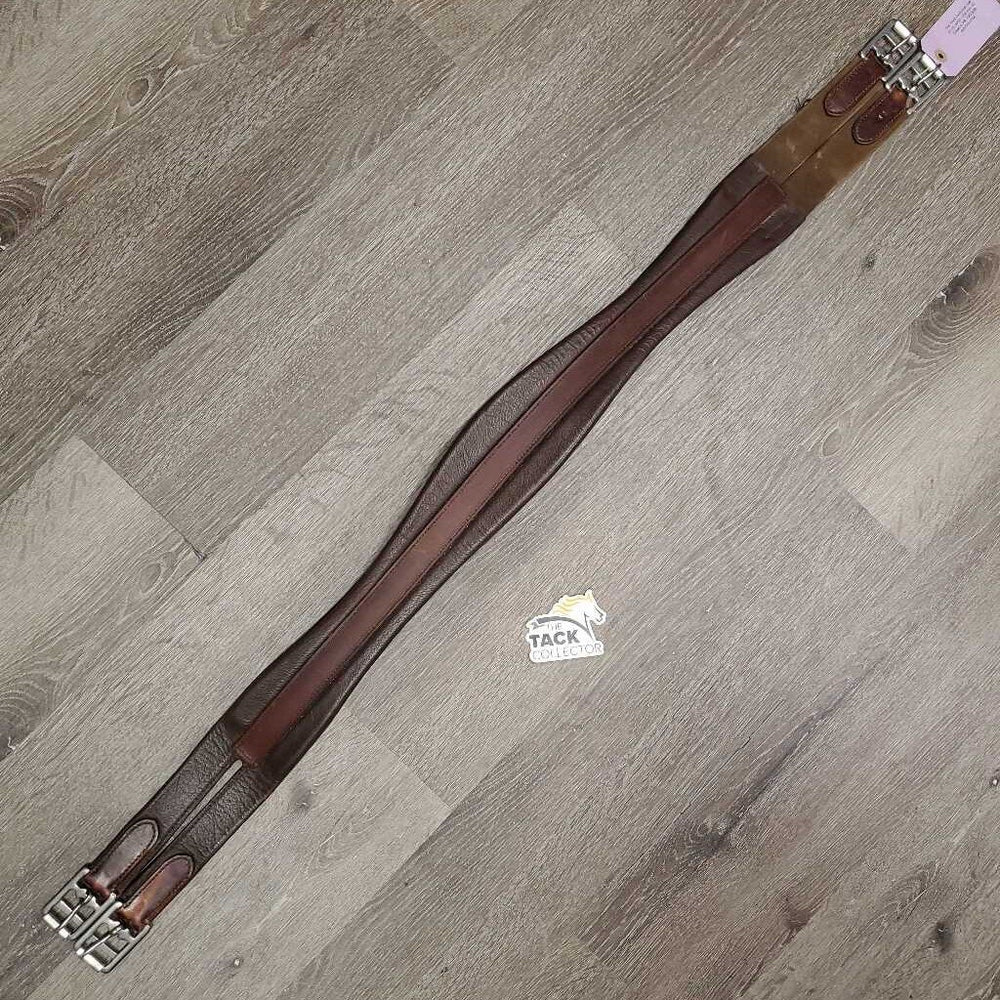 Leather Girth, 1x els *gc/fair, clean, rubs, faded, residue, TORN els, stiff