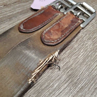 Leather Girth, 1x els *gc/fair, clean, rubs, faded, residue, TORN els, stiff