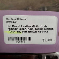 Leather Girth, 1x els *gc/fair, clean, rubs, faded, residue, TORN els, stiff