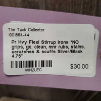 Pr Hvy Flexi Stirrup Irons *NO grips, gc, clean, mnr rubs, stains, scratches & scuffs
