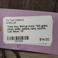 Thick Hvy Stirrup Irons *NO grips, clean, older, pitted, rubs, scuffs, rust
