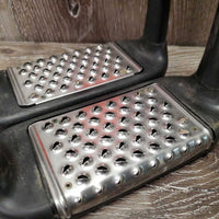 Plastic Flexi Stirrup Irons, Cheese Grater Grips *vgc, mnr dirt, film, scuffs & scratches